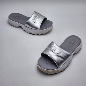 Fila Y2K RARE Creeper Waterproof Silver Slide Sandals Size 7